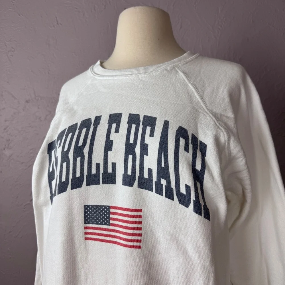 Small Pebble Beach Black Label Flag Crew Sweatshirt by Original Retro Brand - Picture 2 of 7